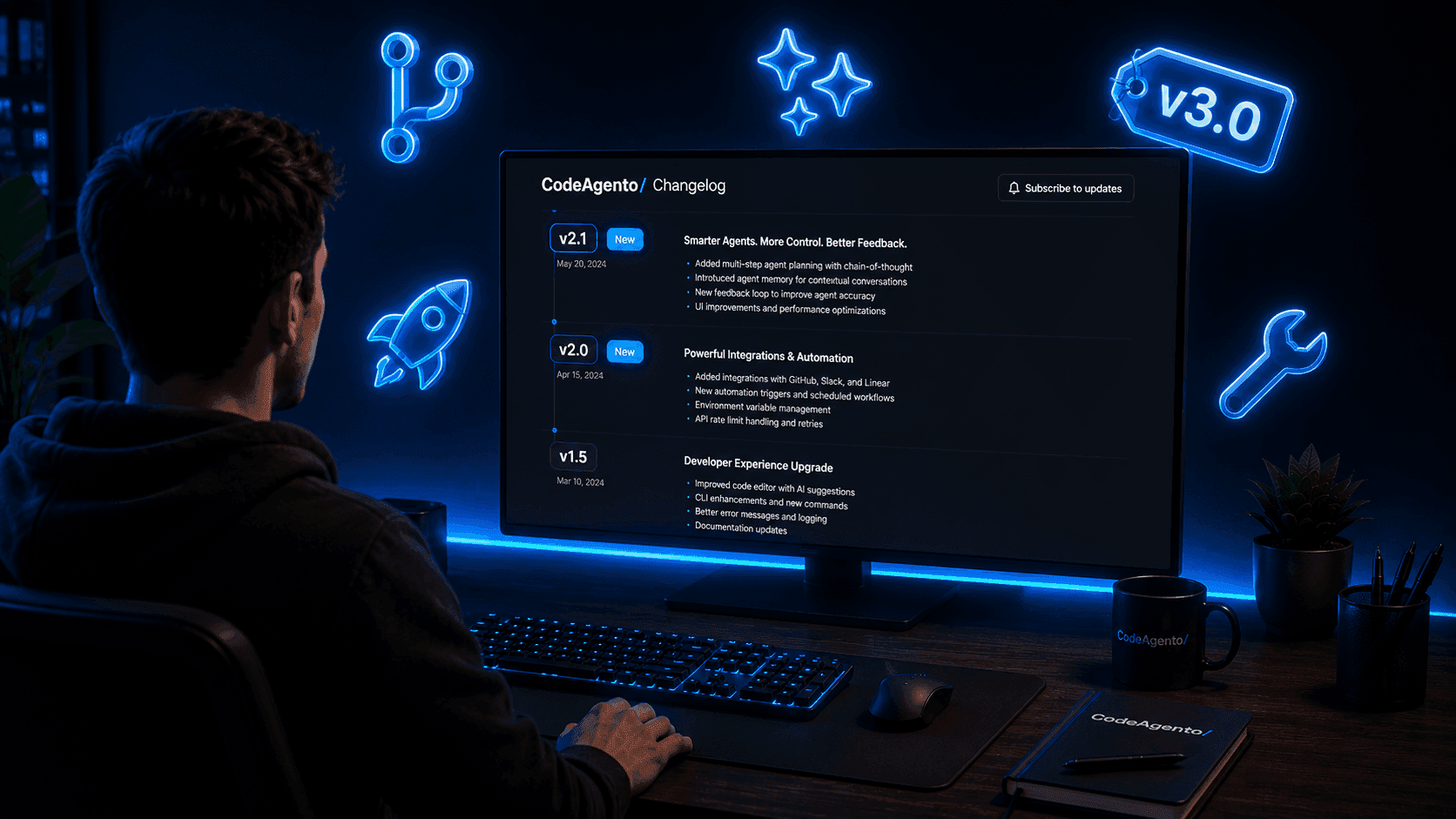CodeAgento changelog timeline