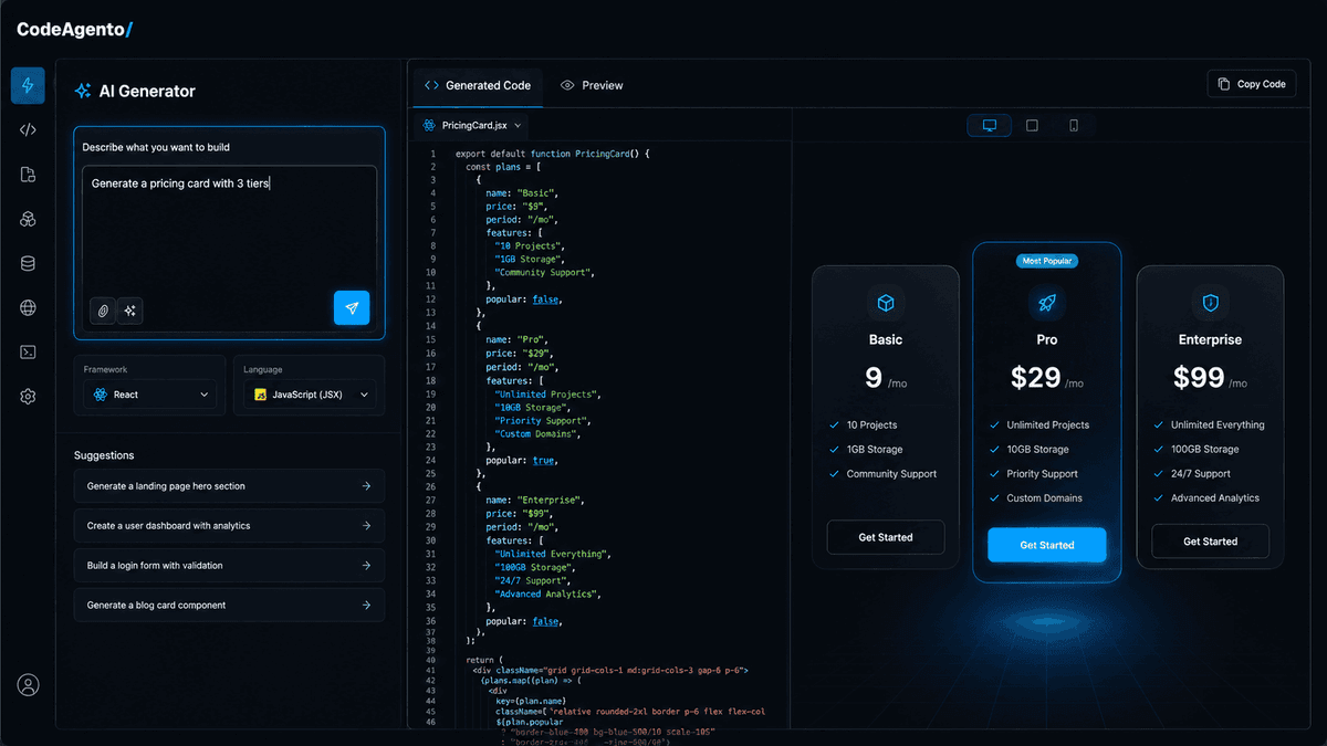 CodeAgento AI Generators, 12 Gemini-powered tools