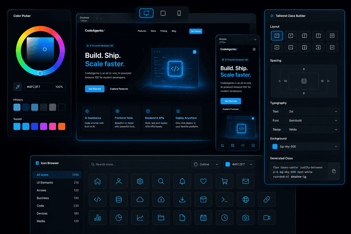 CodeAgento Frontend Tools, playground, Tailwind, colors