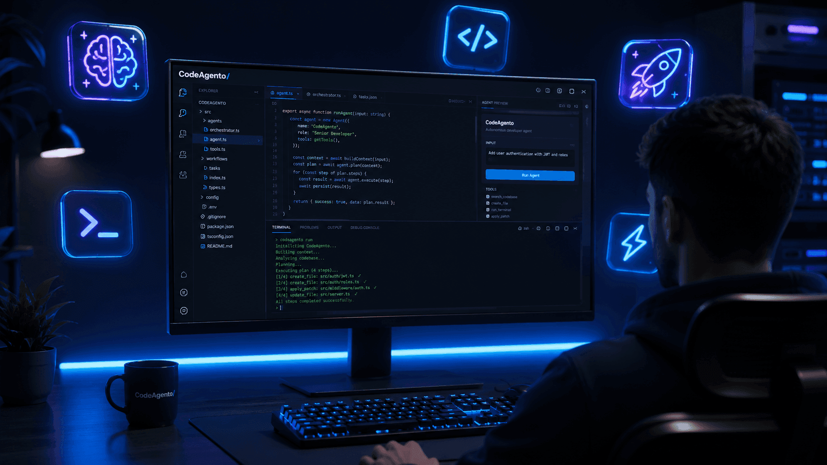CodeAgento AI-powered IDE workspace
